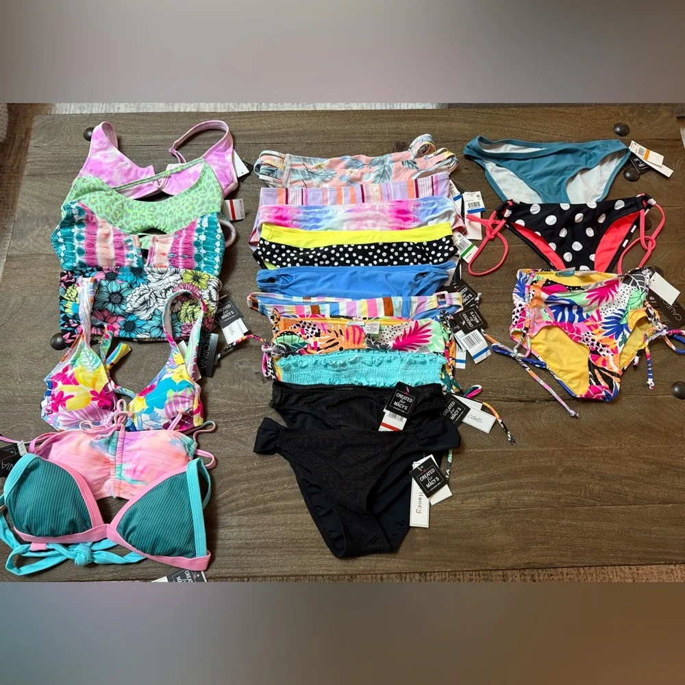 Reseller Box | 21 Pc NWT Macy’s Bikini Tops & Bottoms | $420 Retail Value - Picture 2 of 5